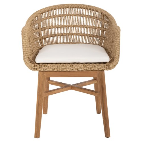 ARMCHAIR LAMORA TEAK WOOD-SYNTHETIC ROPE-CUSHION 60x61x78Hcm
