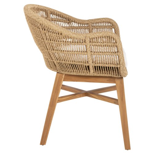 ARMCHAIR LAMORA TEAK WOOD-SYNTHETIC ROPE-CUSHION 60x61x78Hcm