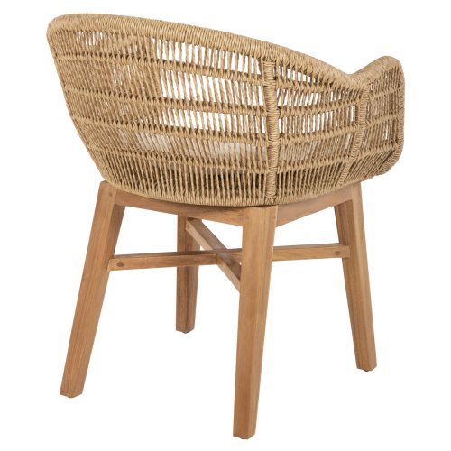 ARMCHAIR LAMORA TEAK WOOD-SYNTHETIC ROPE-CUSHION 60x61x78Hcm