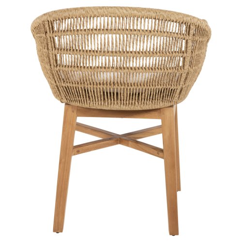 ARMCHAIR LAMORA TEAK WOOD-SYNTHETIC ROPE-CUSHION 60x61x78Hcm