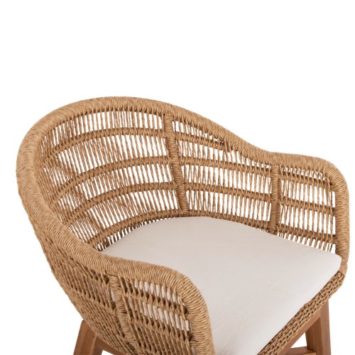 ARMCHAIR LAMORA TEAK WOOD-SYNTHETIC ROPE-CUSHION 60x61x78Hcm
