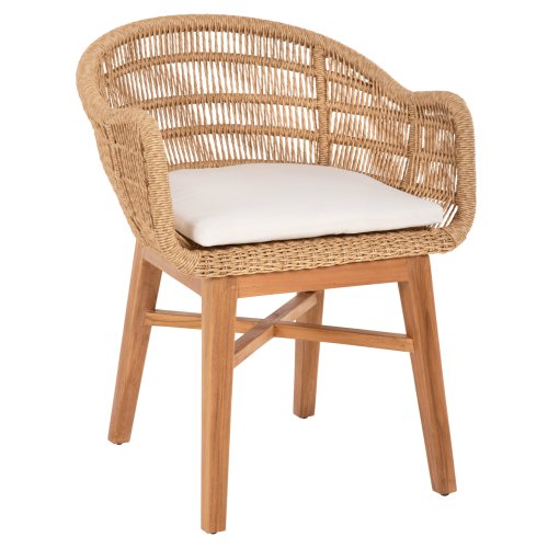 ARMCHAIR LAMORA TEAK WOOD-SYNTHETIC ROPE-CUSHION 60x61x78Hcm