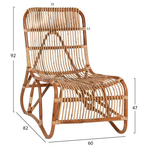 SESSEL BRONNY FÜR DEN AUSSENBEREICH RATTAN IN NATÜRLICH 60x82x92Hcm