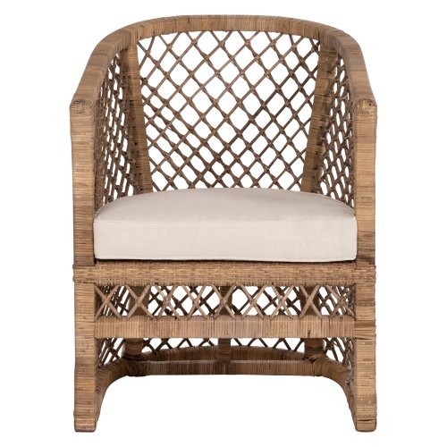 SESSEL RATTAN IN NATUR-KISSEN IN ECRU 64x68x87Hcm