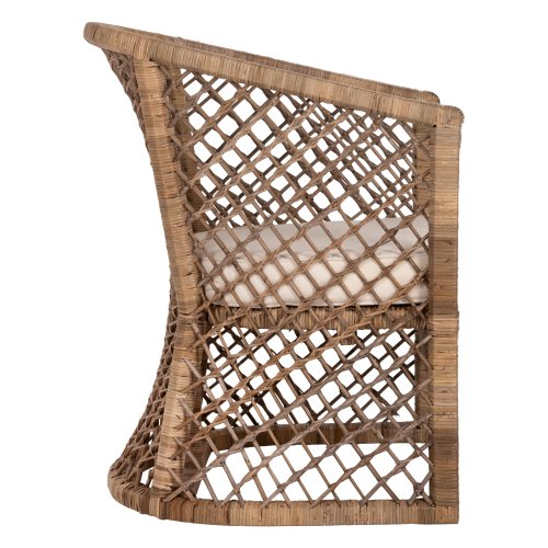 SESSEL RATTAN IN NATUR-KISSEN IN ECRU 64x68x87Hcm
