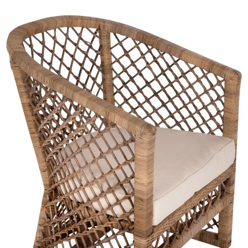 SESSEL RATTAN IN NATUR-KISSEN IN ECRU 64x68x87Hcm