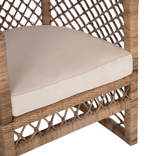 SESSEL RATTAN IN NATUR-KISSEN IN ECRU 64x68x87Hcm