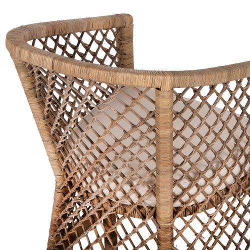 SESSEL RATTAN IN NATUR-KISSEN IN ECRU 64x68x87Hcm