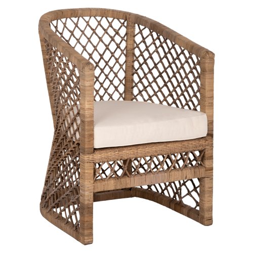 SESSEL RATTAN IN NATUR-KISSEN IN ECRU 64x68x87Hcm
