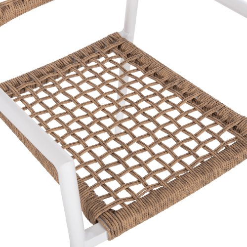 SESSEL ALUMINIUM AUS WEISSEM SYNTHETISCHEM RATTAN IN NATURAL 55,5x55x84Hcm