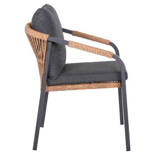 SESSEL AUS CARBON ALUMINIUM & KISSEN-BRAUN PERATTAN 57x61x75cm.