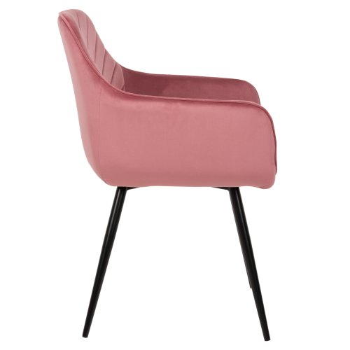 LATRELL SESSEL ROSE SAMT & SCHWARZE METALLBEINE 55x57x84cm