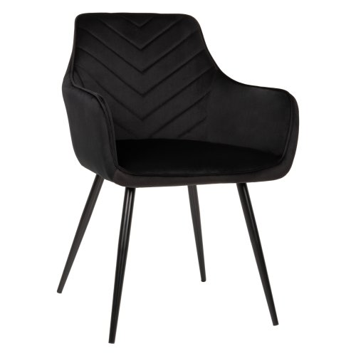 LATRELL SESSEL SCHWARZ SAMT & SCHWARZE METALLBEINE 55x57x84cm