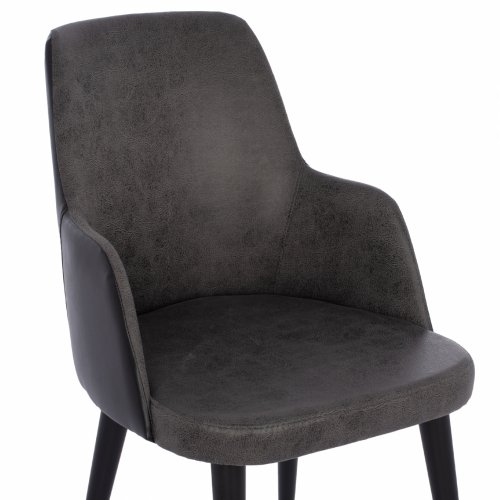 ELEANORA ARMCHAIR WITH GRAY NUBUK FABRIC WITH WOODEN LEGS 50x63x91 cm