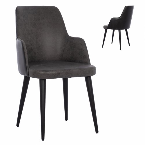 ELEANORA ARMCHAIR WITH GRAY NUBUK FABRIC WITH WOODEN LEGS 50x63x91 cm