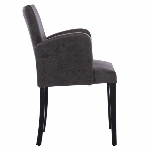 LIZETTE ARMCHAIR MADE OF GRAY SUEDE FABRIC WITH BLACK WOODEN LEGS 55x58x85 cm