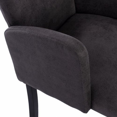 LIZETTE ARMCHAIR MADE OF GRAY SUEDE FABRIC WITH BLACK WOODEN LEGS 55x58x85 cm