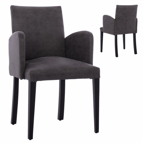 LIZETTE ARMCHAIR MADE OF GRAY SUEDE FABRIC WITH BLACK WOODEN LEGS 55x58x85 cm