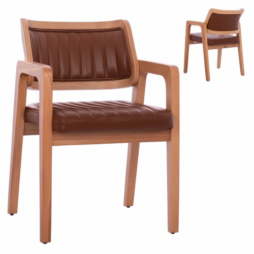 "LUCERO" SESSEL MIT KUNSTLEDER TAMPA & NATURHOLZGESTELL 56x65x81 cm