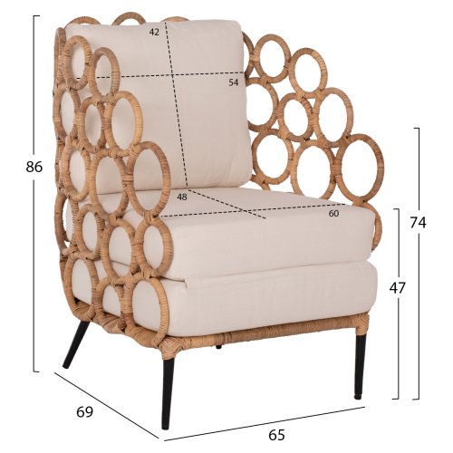 SESSEL RATTAN-METALL NATURFARBE