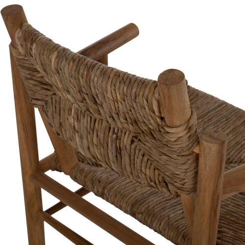 ARMCHAIR SOLID TEAK & RUSH-MATT- NATURAL 53X55X82
