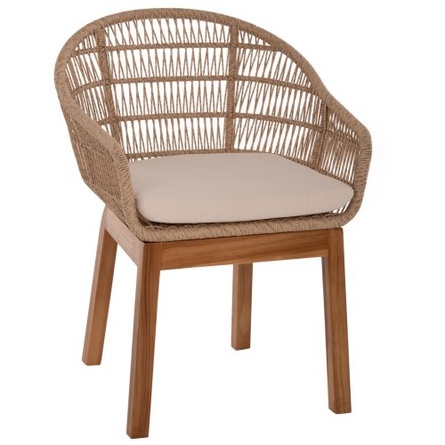 SESSEL AMORA aus recyceltem Teakholz, Gestell aus Aluminium und Polyrattan, 64 x 60 x 87 cm
