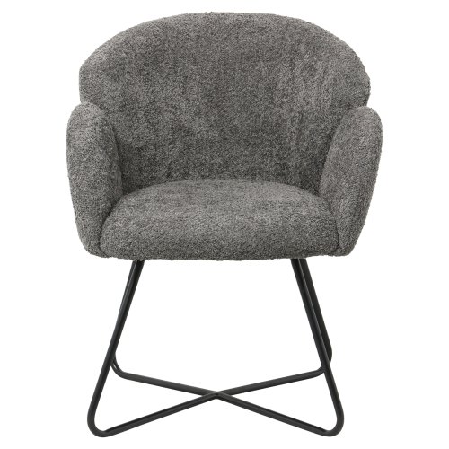 ARMCHAIR GREY BOUCLE-BLACK METAL BASE 82x62x72Hcm