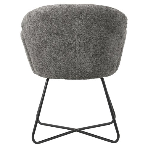 ARMCHAIR GREY BOUCLE-BLACK METAL BASE 82x62x72Hcm