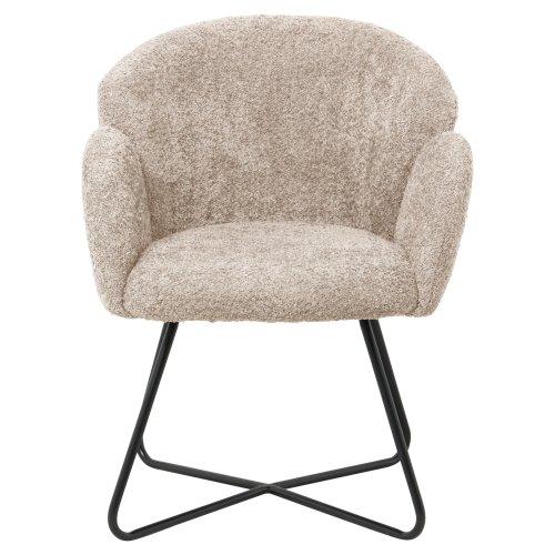 ARMCHAIR BEIGE BOUCLE-BLACK METAL BASE 82x62x72Hcm