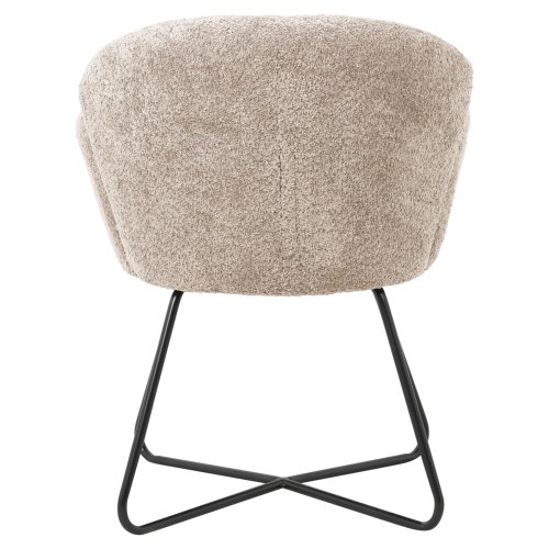ARMCHAIR BEIGE BOUCLE-BLACK METAL BASE 82x62x72Hcm