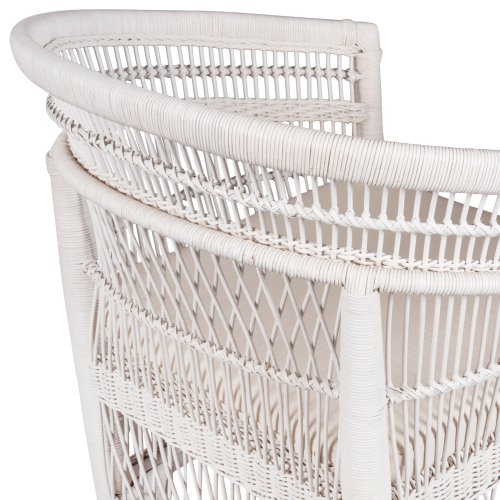 ARMCHAIR MALAWI MAHOGANY WOOD WITH RATTAN IN WHITE WITH WHITE CUSHION 80x70x86Hcm