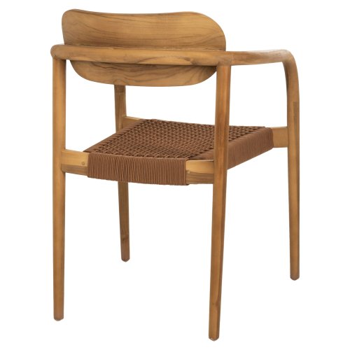 ARMCHAIR OSLO TEAK WOOD IN NATURAL & BROWN ROPE 55x54x80Hcm