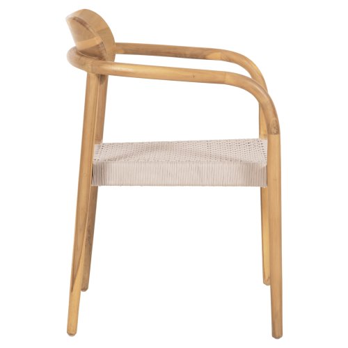 SESSEL NATÜRLICHES TEAKHOLZ & BEIGEM SEIL 55x54x80cm