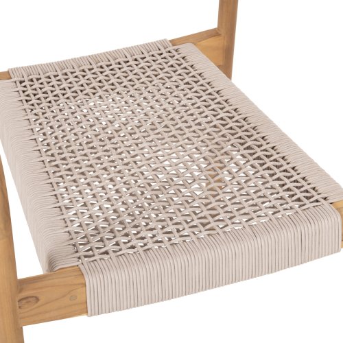 SESSEL NATÜRLICHES TEAKHOLZ & BEIGEM SEIL 55x54x80cm
