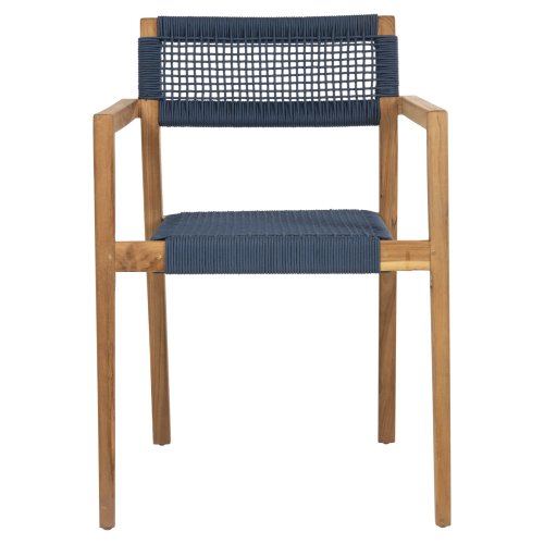 SESSEL CHARLOTTE TEAKHOLZ IN NATÜRLICH & BLAUEM SEIL 59x54x83Hcm