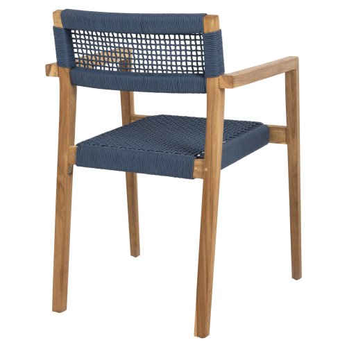 SESSEL CHARLOTTE TEAKHOLZ IN NATÜRLICH & BLAUEM SEIL 59x54x83Hcm