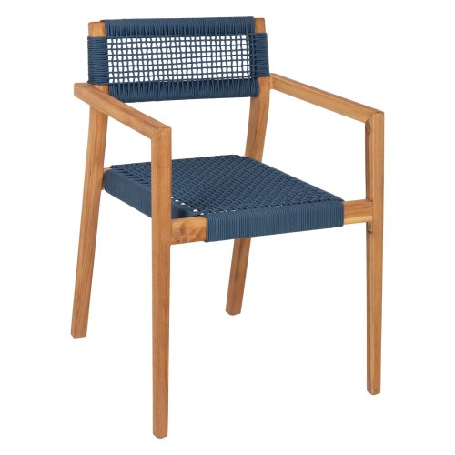 SESSEL CHARLOTTE TEAKHOLZ IN NATÜRLICH & BLAUEM SEIL 59x54x83Hcm