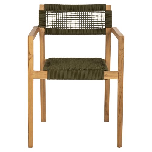 SESSEL CHARLOTTE TEAKHOLZ IN NATÜRLICH & GRÜNEM SEIL 59x54x83Hcm