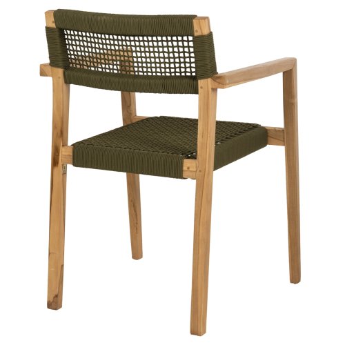 SESSEL CHARLOTTE TEAKHOLZ IN NATÜRLICH & GRÜNEM SEIL 59x54x83Hcm