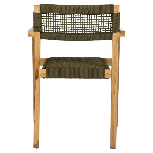 SESSEL CHARLOTTE TEAKHOLZ IN NATÜRLICH & GRÜNEM SEIL 59x54x83Hcm