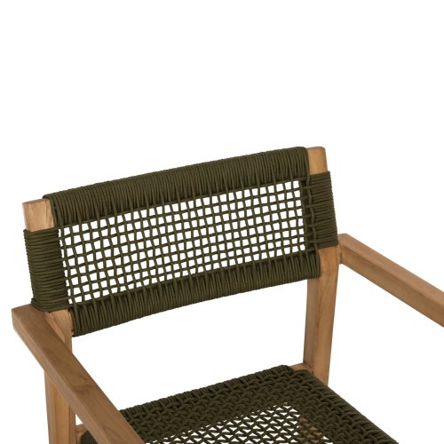 SESSEL CHARLOTTE TEAKHOLZ IN NATÜRLICH & GRÜNEM SEIL 59x54x83Hcm