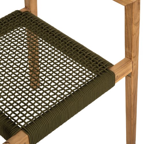 SESSEL CHARLOTTE TEAKHOLZ IN NATÜRLICH & GRÜNEM SEIL 59x54x83Hcm