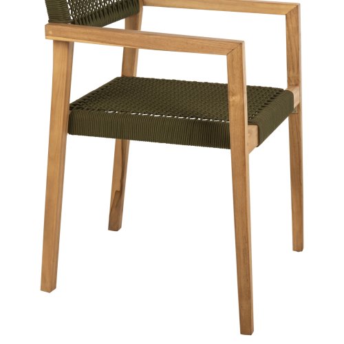 SESSEL CHARLOTTE TEAKHOLZ IN NATÜRLICH & GRÜNEM SEIL 59x54x83Hcm