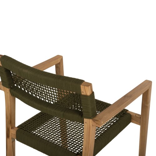 SESSEL CHARLOTTE TEAKHOLZ IN NATÜRLICH & GRÜNEM SEIL 59x54x83Hcm