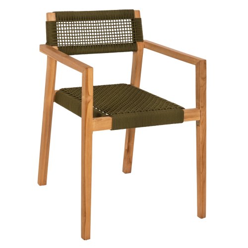 SESSEL CHARLOTTE TEAKHOLZ IN NATÜRLICH & GRÜNEM SEIL 59x54x83Hcm