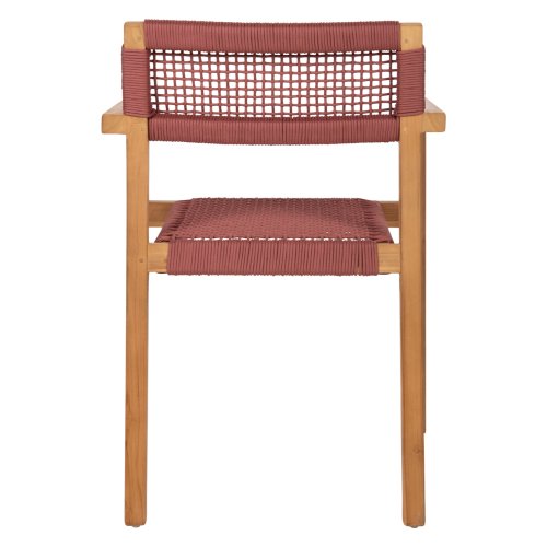 ARMCHAIR CHARLOTTE TEAK WOOD IN NATURAL & PINK ROPE 59x54x83Hcm