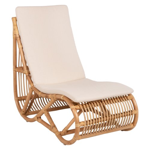 SESSEL CARL RATTAN IN NATURFARBE-WEIßES KISSEN 60x94x83-92Hcm