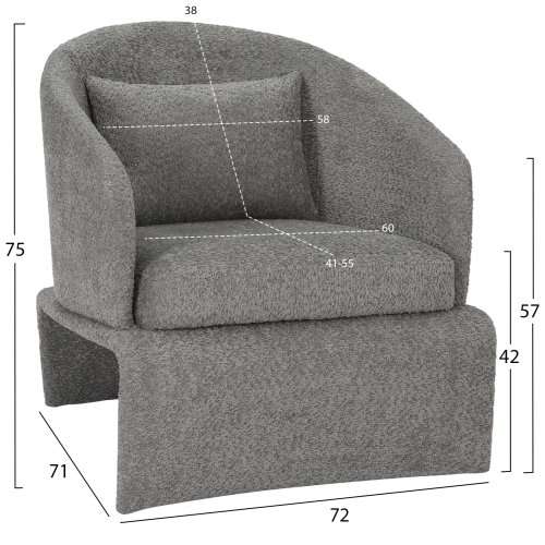 SESSEL GRAUER STOFF-METALLGESTELL 72x71x75Hcm