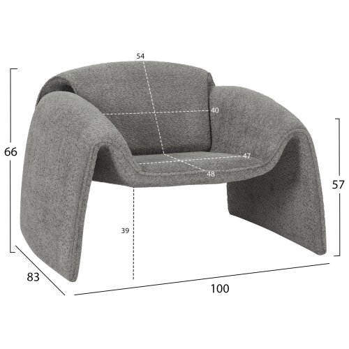 SESSEL GRAUER STOFF-METALLGESTELL 100x83x66Hcm