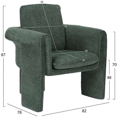SESSEL IN MINZ FARBENDEM STOFF-METALLGESTELL 82x78x87Hcm